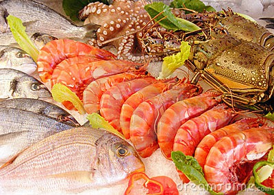 Lagosta Peixe e Camarão